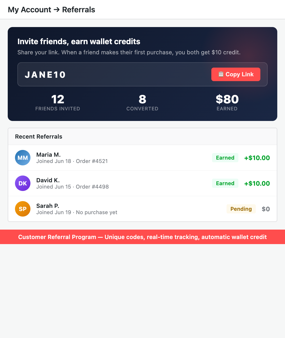 Referral program management